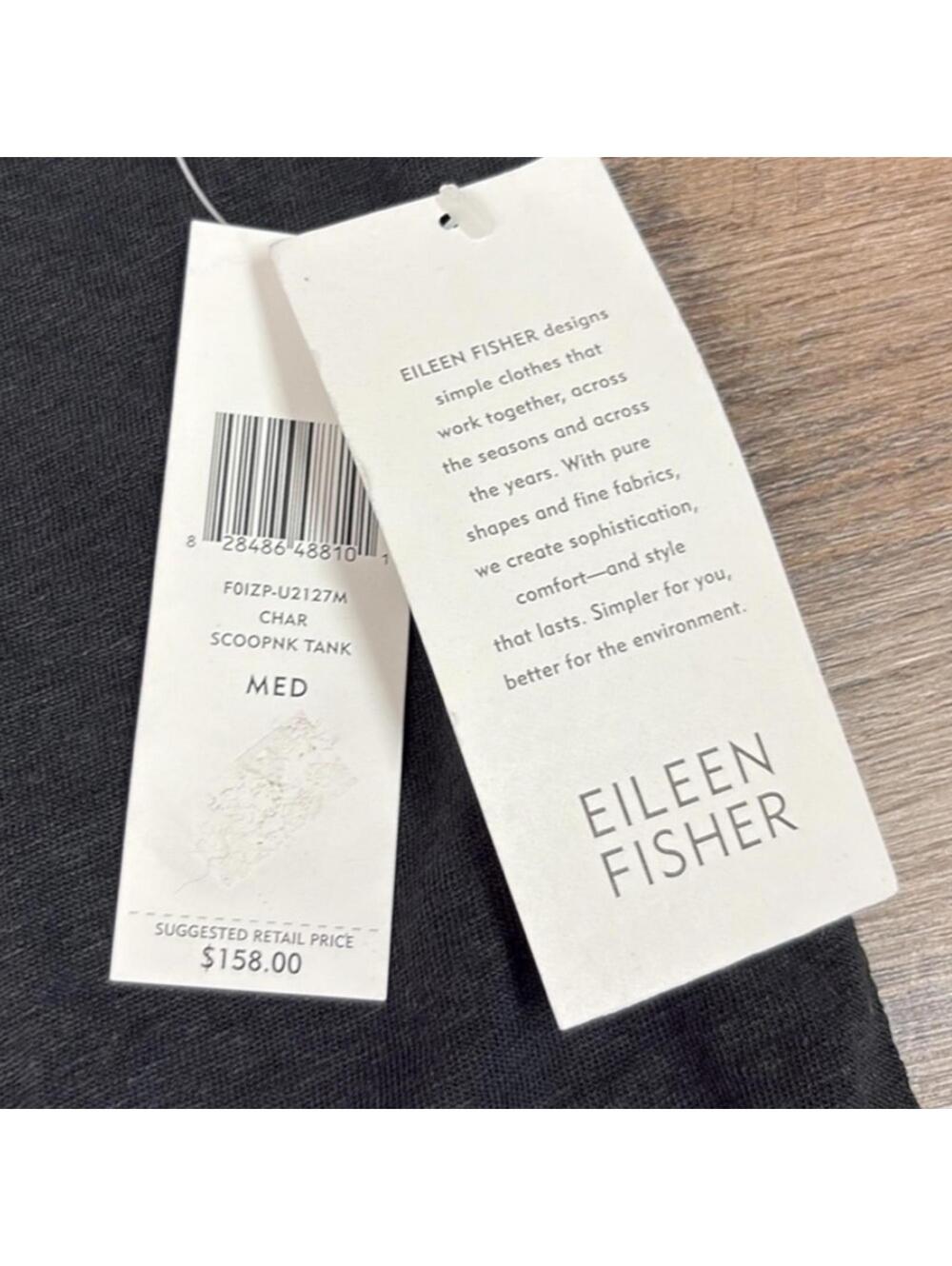 EILEEN FISHER Black Linen Sequin Tank Top Boho Coastal XS - Picture 5 of 7